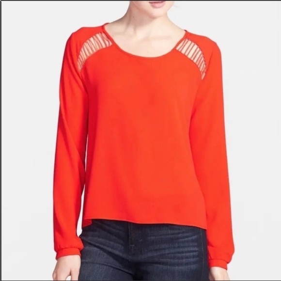Astr Top Blouse cage Shoulder Orange Flow Top
Size Med - Picture 8 of 9